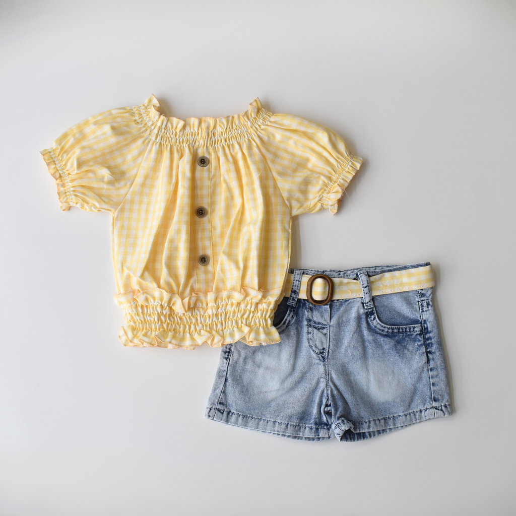 Picnic Chic Girls Denim Set : Ensemble en denim chic pour filles, idéal pour un pique-nique