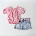 Picnic Chic Girls Denim Set : Ensemble en denim chic pour filles, idéal pour un pique-nique