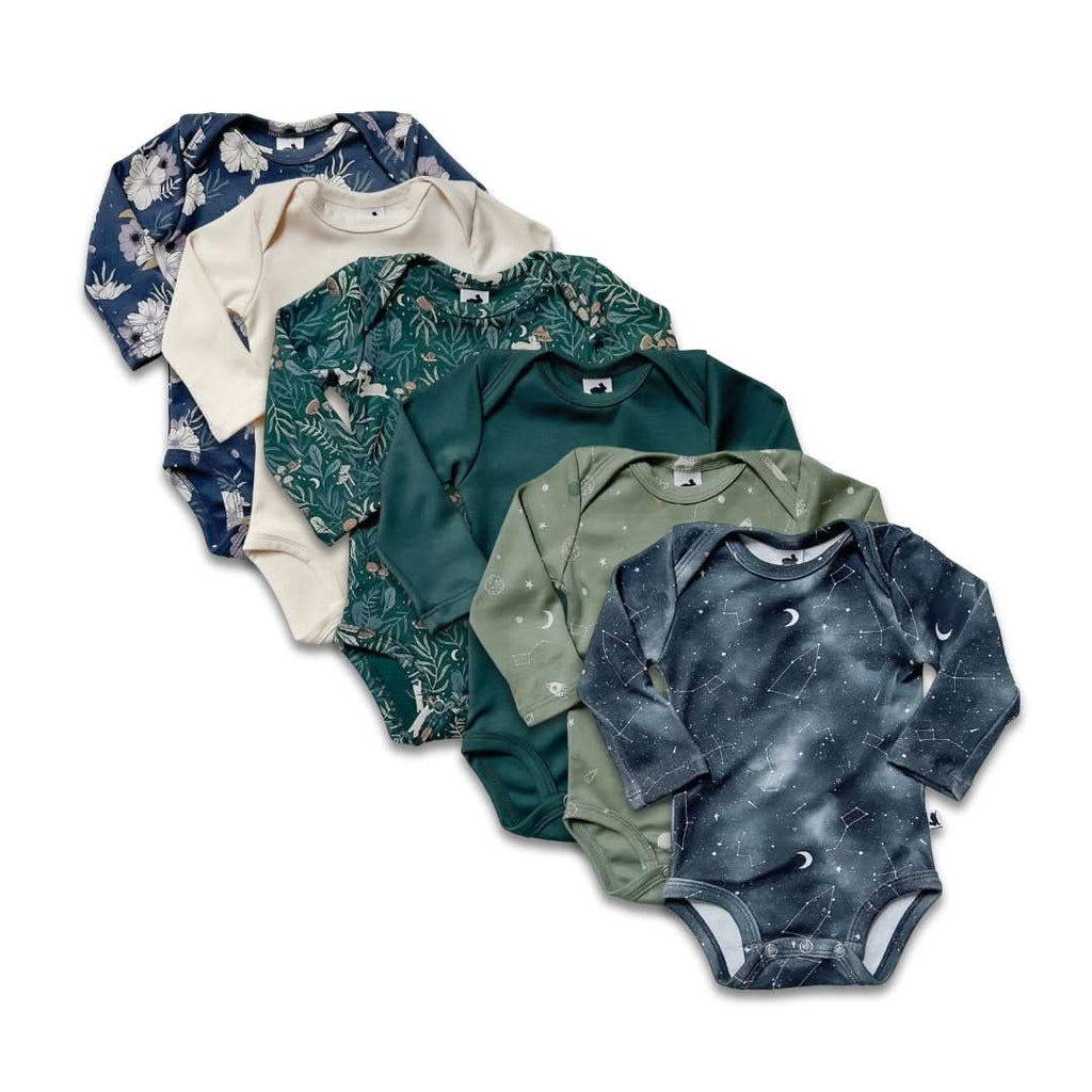 Bamboo Baby Long-Sleeved Onesie | Outer Space : Body Bébé en Bambou à Manches Longues | Espace Extra-atmosphérique