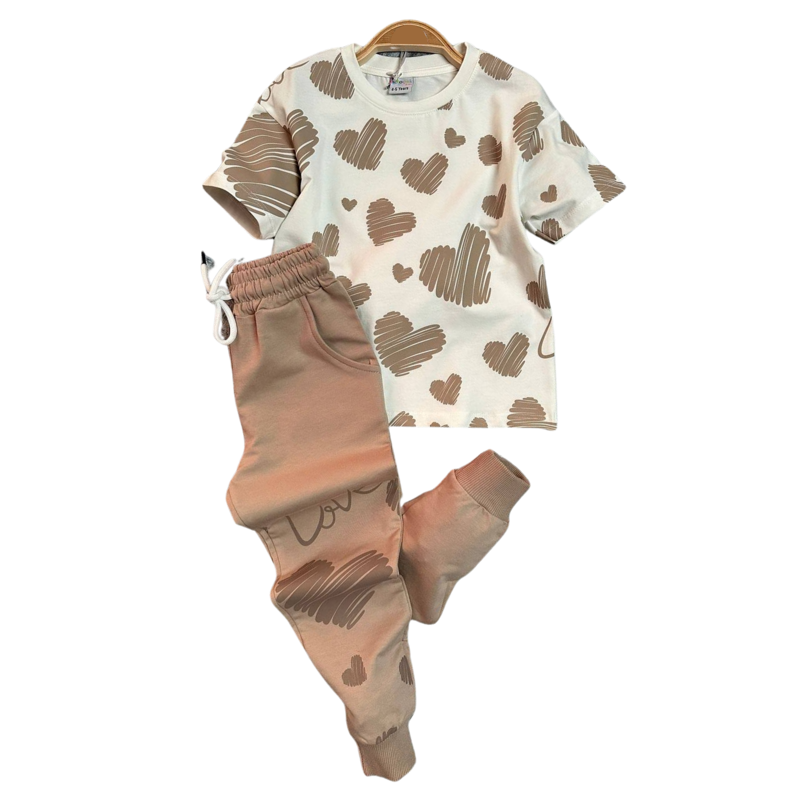 Scribble Hearts Girls Joggers Set : Ensemble de survêtements pour filles Scribble Hearts