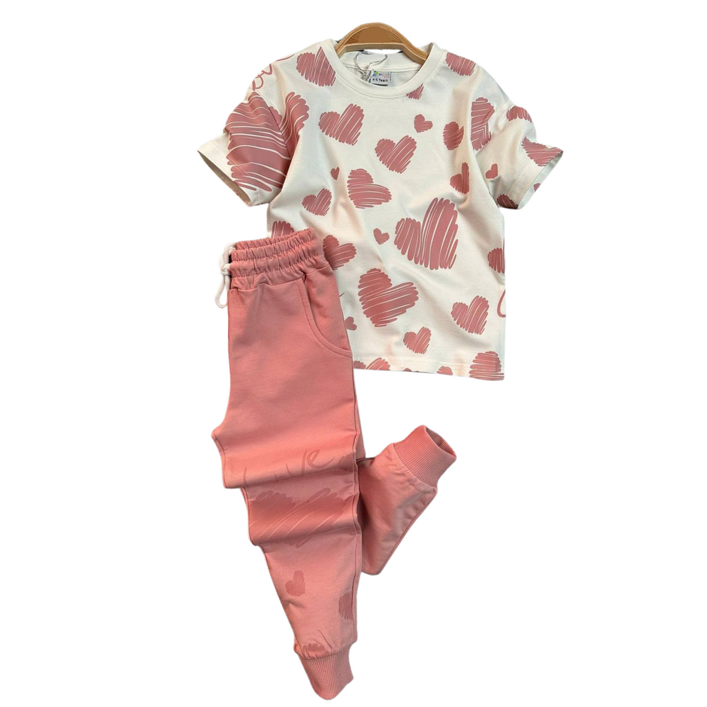 Scribble Hearts Girls Joggers Set : Ensemble de survêtements pour filles Scribble Hearts