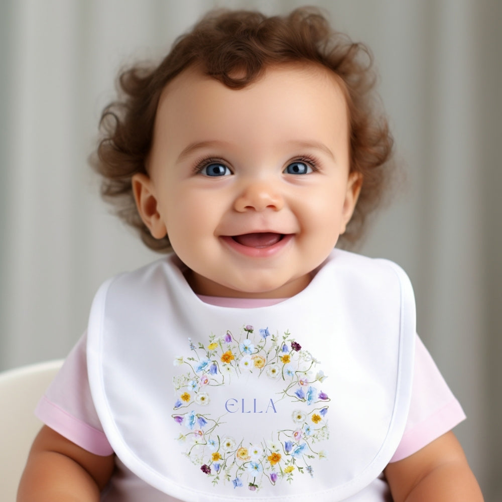 Personalised Baby Girls Spring Flowers Baby Outfit: Bib, Vest, Baby Grow : Tenue personnalisée pour bébé fille printemps fleurs : bavoir, gilet, grenouillère
