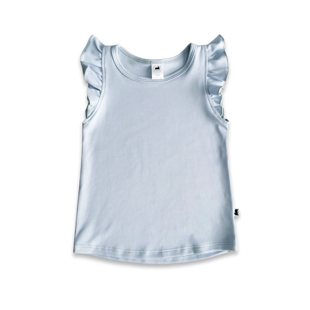 Baby/Kids' Bamboo Ruffle Shoulder | Rainbow Stripe : Robe bébé/enfant à volants en bambou | Rayures arc-en-ciel