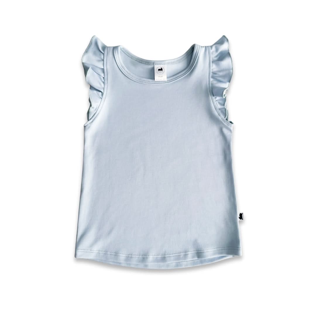 Baby/Kids' Bamboo Ruffle Shoulder | Rainbow Stripe : Robe bébé/enfant à volants en bambou | Rayures arc-en-ciel