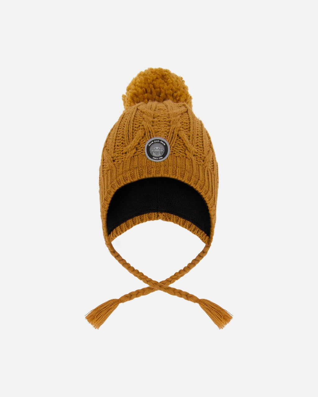 Lined Winter Hat With Pompom Brown Sugar : Chapeau d'hiver doublé avec pompon sucre brun