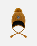 Lined Winter Hat With Pompom Brown Sugar : Chapeau d'hiver doublé avec pompon sucre brun