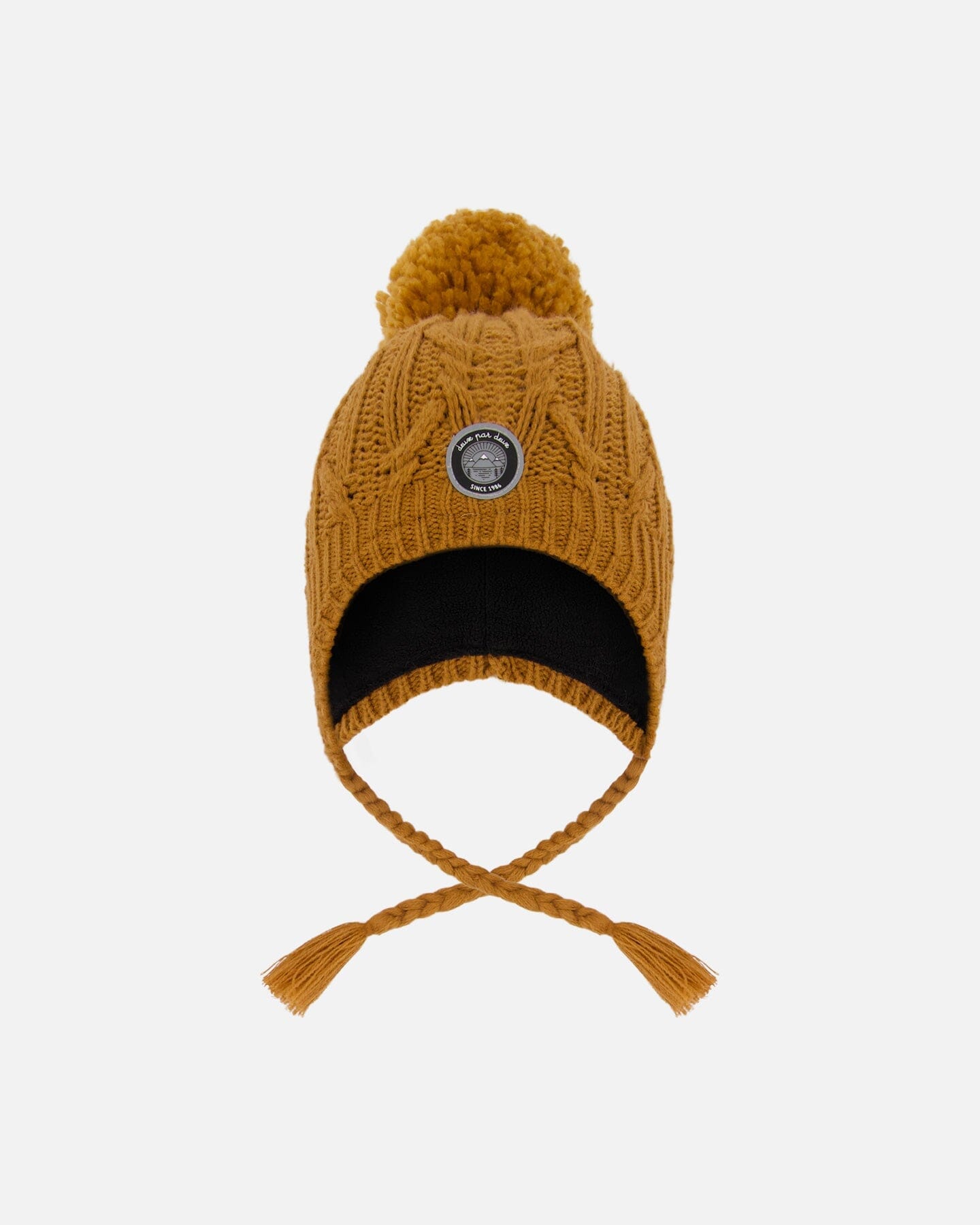 Lined Winter Hat With Pompom Brown Sugar : Chapeau d'hiver doublé avec pompon sucre brun