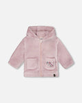 Hooded Zip Plush Jacket Neutral Purple : Veste en peluche zippée à capuche, violet neutre