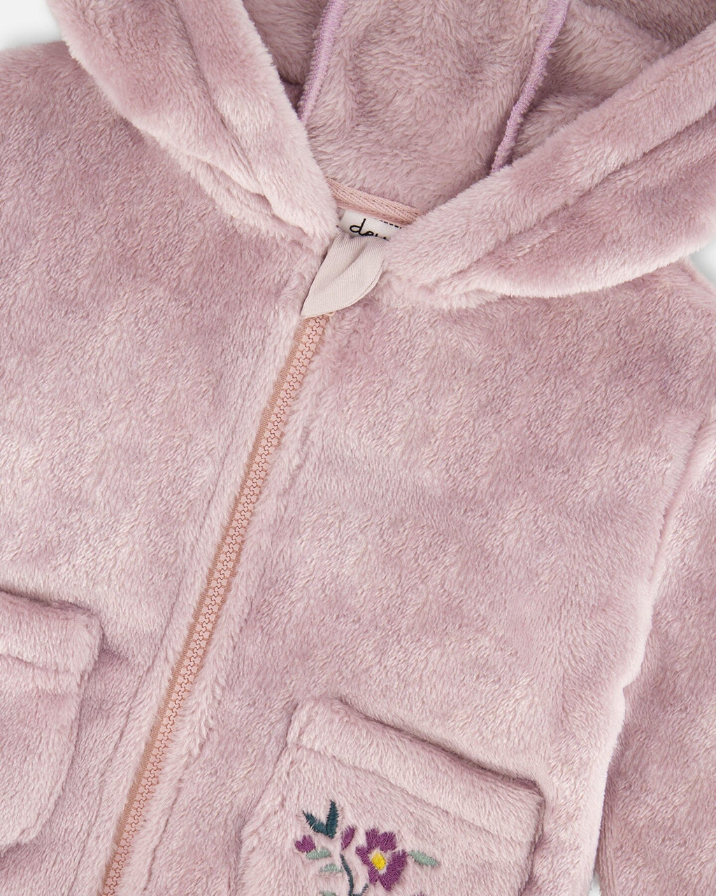 Hooded Zip Plush Jacket Neutral Purple : Veste en peluche zippée à capuche, violet neutre