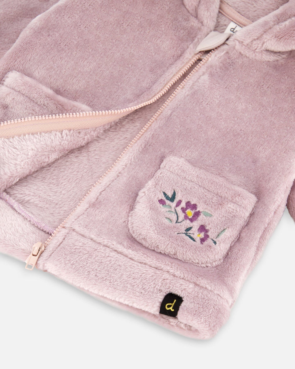 Hooded Zip Plush Jacket Neutral Purple : Veste en peluche zippée à capuche, violet neutre