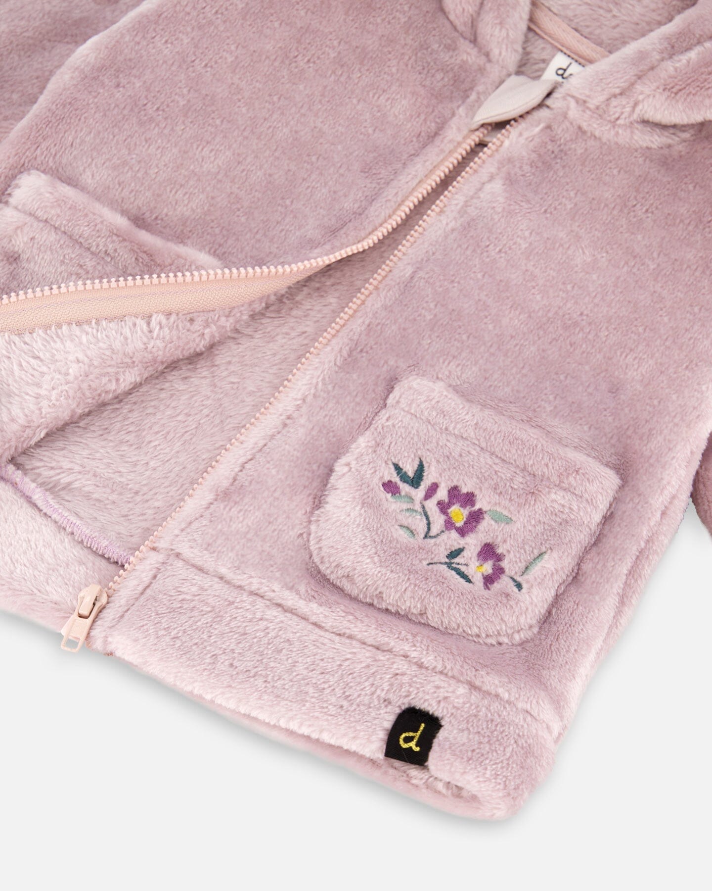 Hooded Zip Plush Jacket Neutral Purple : Veste en peluche zippée à capuche, violet neutre