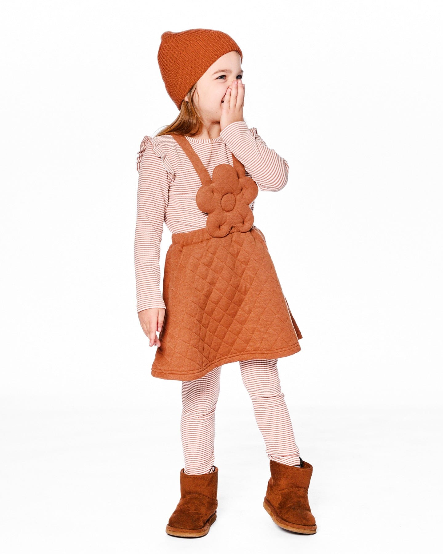 Quilted Overall Dress Mocha : Robe salopette matelassée couleur moka