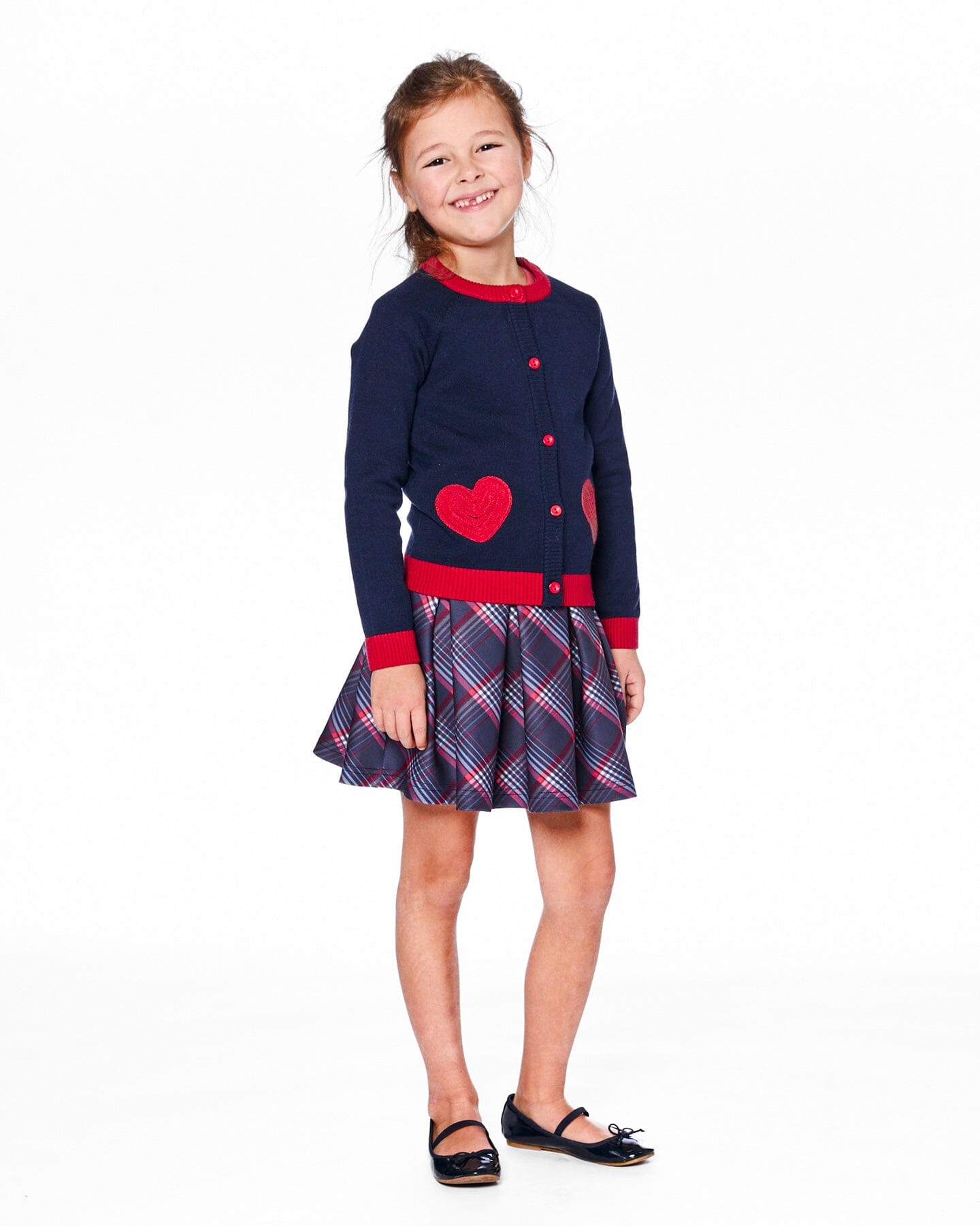 Pleated Milano Skirt Red And Navy Plaid : Jupe plissée Milano à carreaux rouges et bleu marine