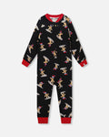 Organic Cotton Interlock One-Piece Pajama Black Cookie PrintPyjama une pièce en coton biologique interlock à imprimé biscuits noir :