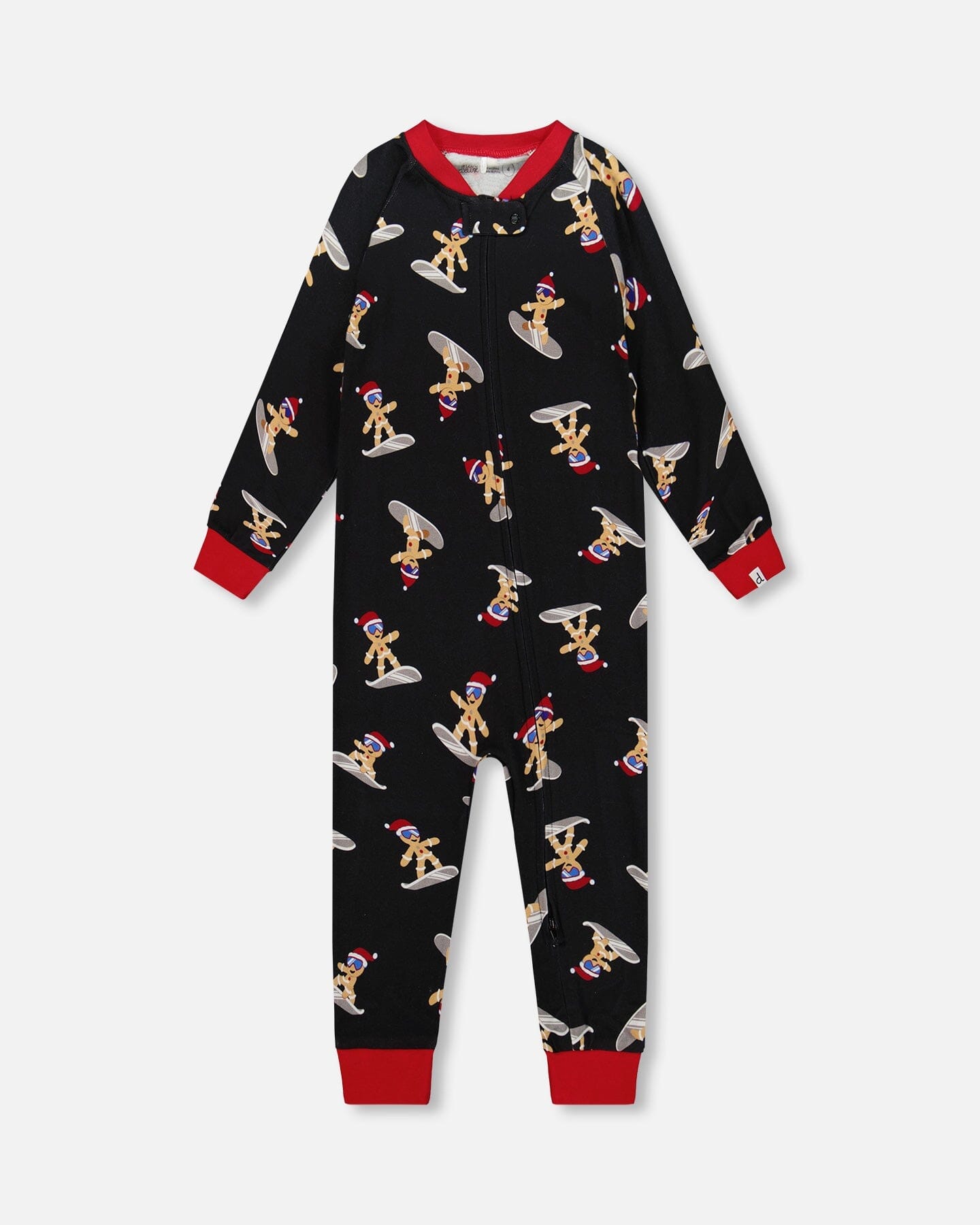 Organic Cotton Interlock One-Piece Pajama Black Cookie PrintPyjama une pièce en coton biologique interlock à imprimé biscuits noir :