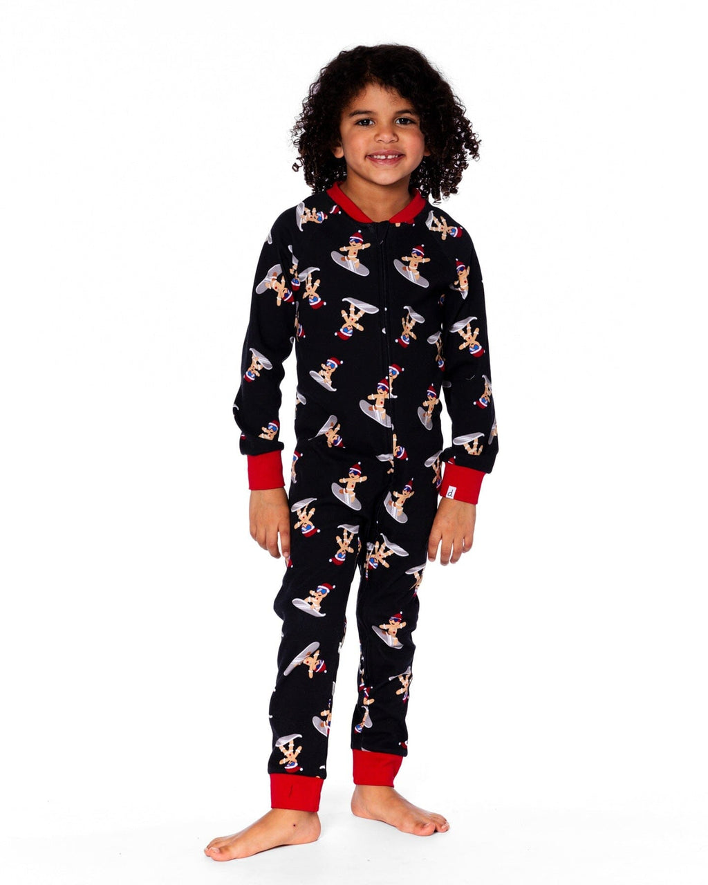 Organic Cotton Interlock One-Piece Pajama Black Cookie PrintPyjama une pièce en coton biologique interlock à imprimé biscuits noir :