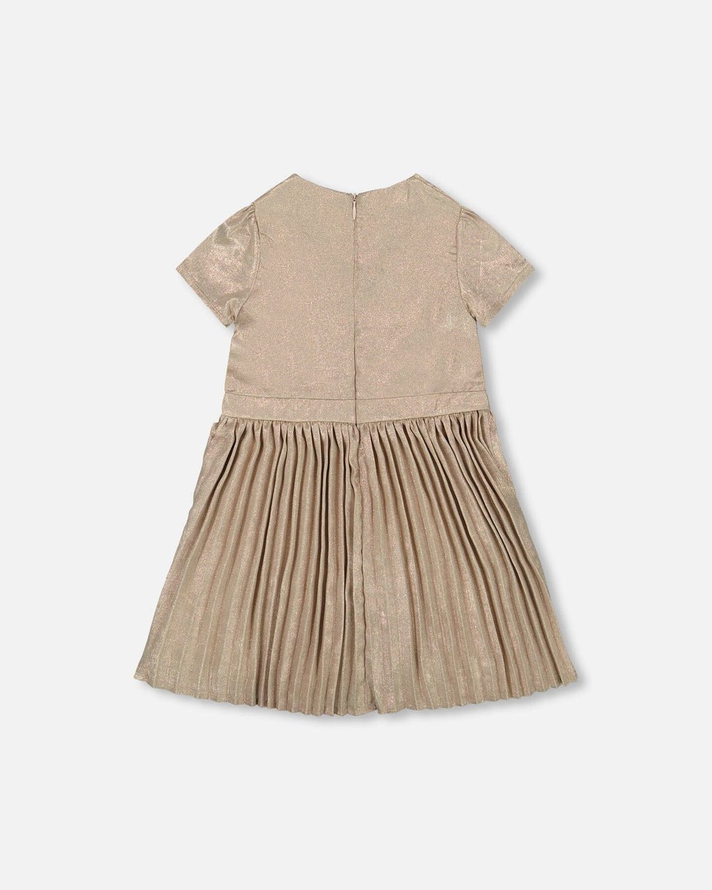 Short Sleeve Dress With Pleated Skirt Light Caramel : Robe à manches courtes avec jupe plissée caramel clair