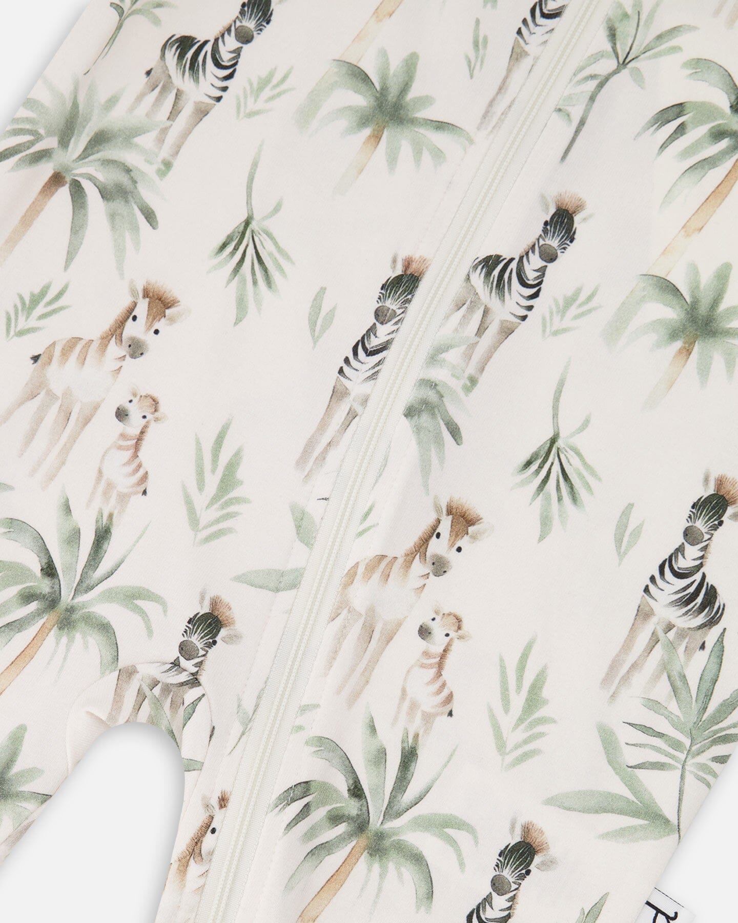 Organic Cotton Jersey One-Piece Pyjama Beige Zebra Print : Pyjama une pièce en jersey de coton biologique Beige imprimé zèbre