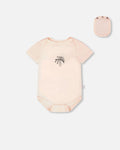 Evolutive Organic Cotton Jersey Onesie Peach : Grenouillère en jersey de coton biologique Evolutive couleur pêche