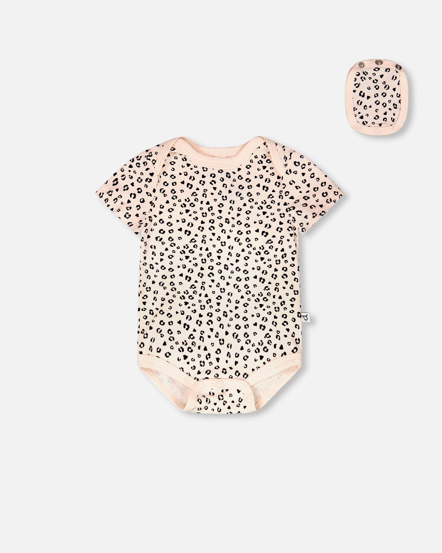 Evolutive Organic Cotton Jersey Onesie Peach Animal Print : Grenouillère en jersey de coton biologique Evolutive, imprimé animal pêche