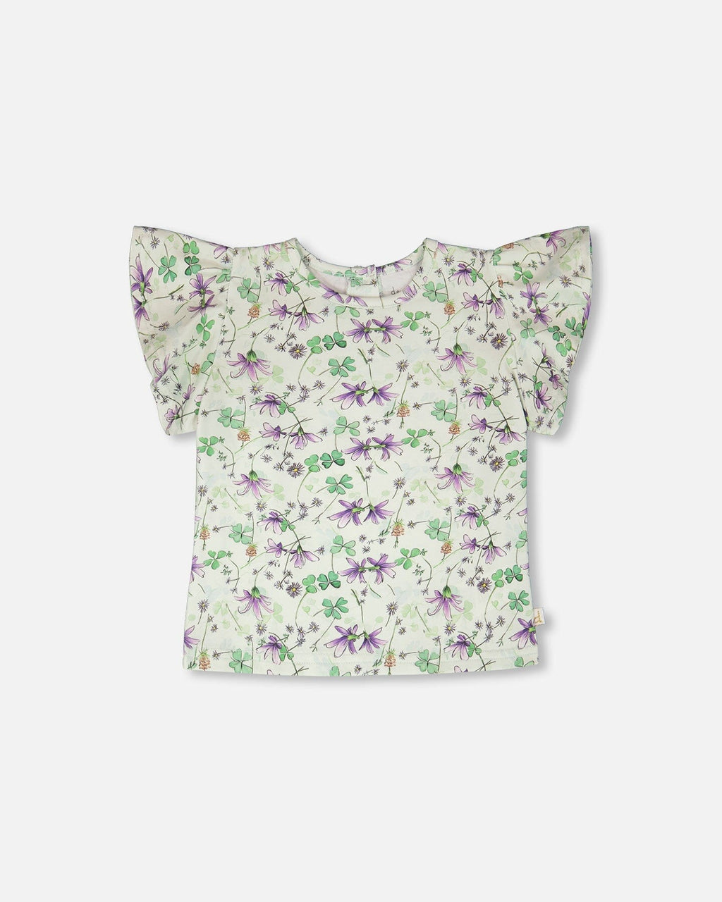 Jersey T-Shirt Green Printed Flowers : T-shirt en jersey vert imprimé fleurs
