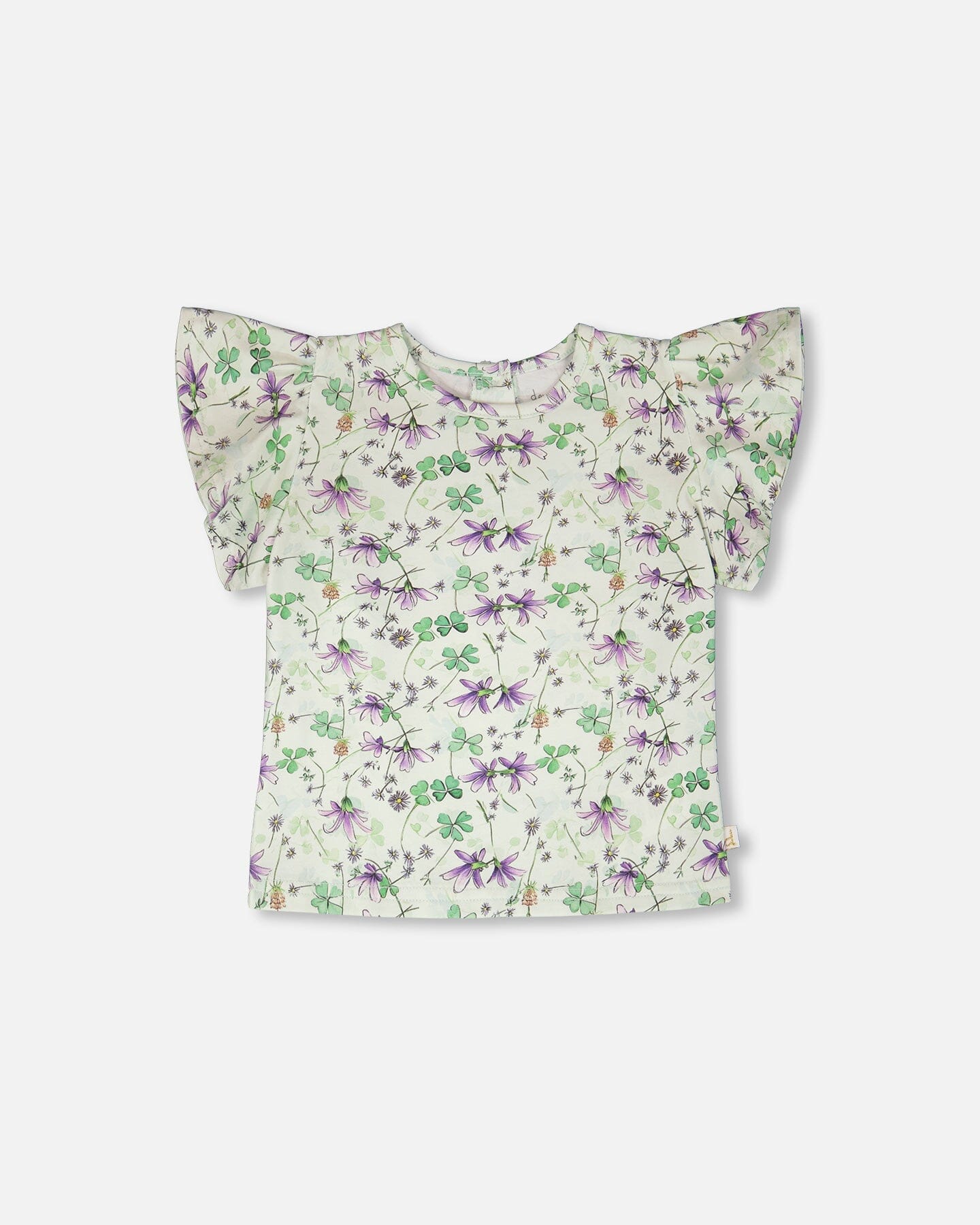 Jersey T-Shirt Green Printed Flowers : T-shirt en jersey vert imprimé fleurs