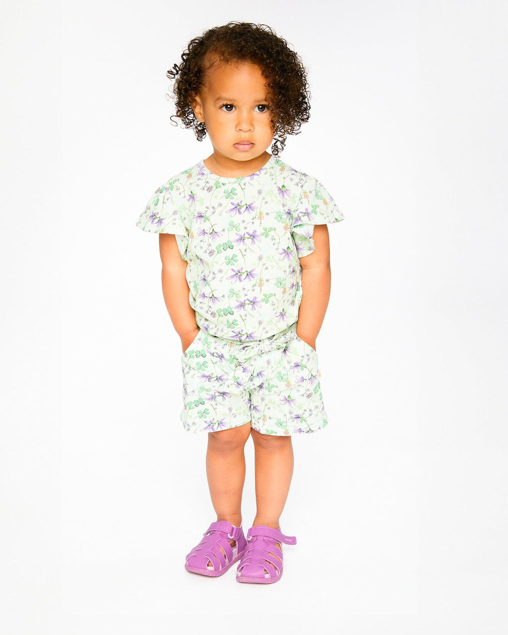 Jersey T-Shirt Green Printed Flowers : T-shirt en jersey vert imprimé fleurs