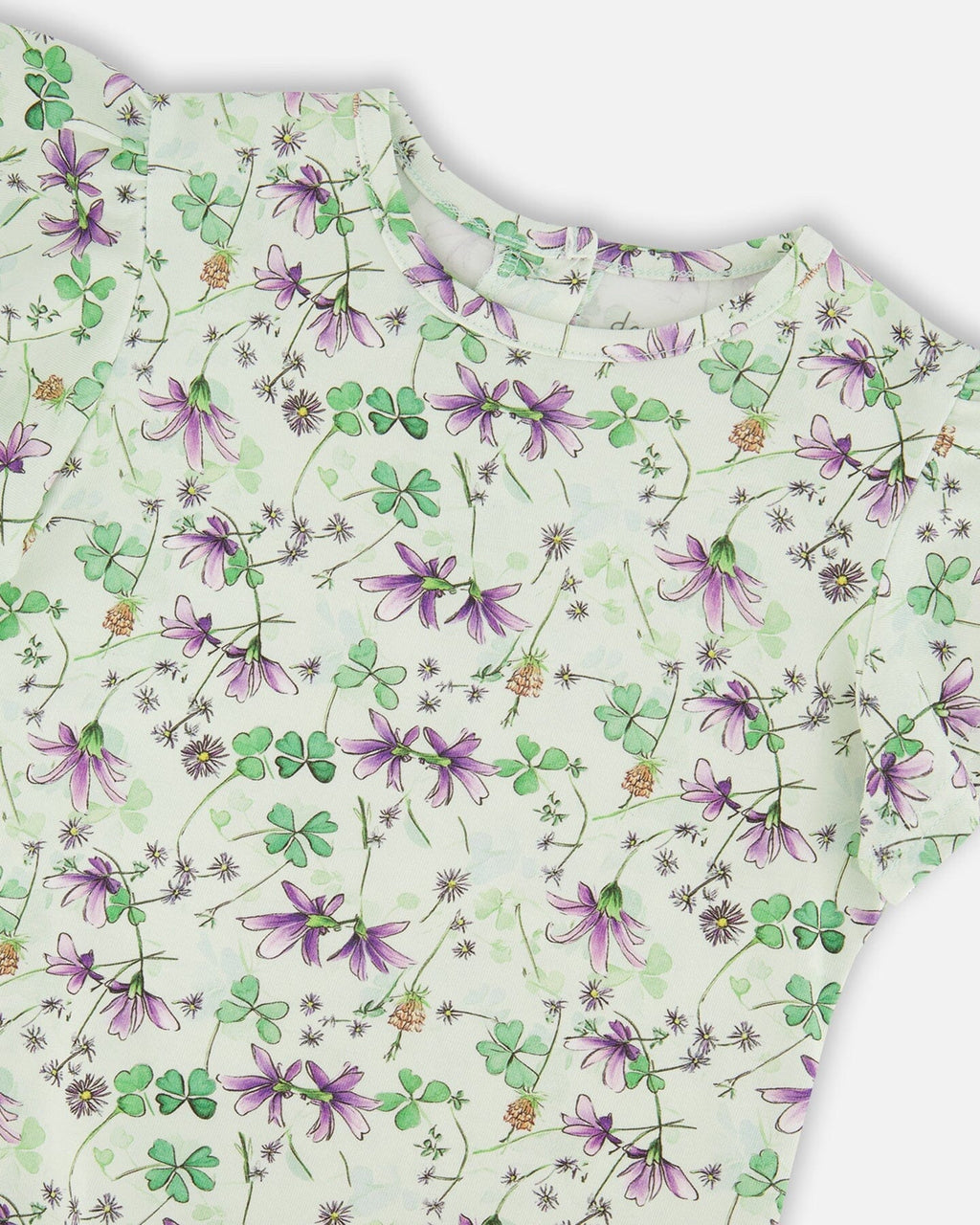 Jersey T-Shirt Green Printed Flowers : T-shirt en jersey vert imprimé fleurs