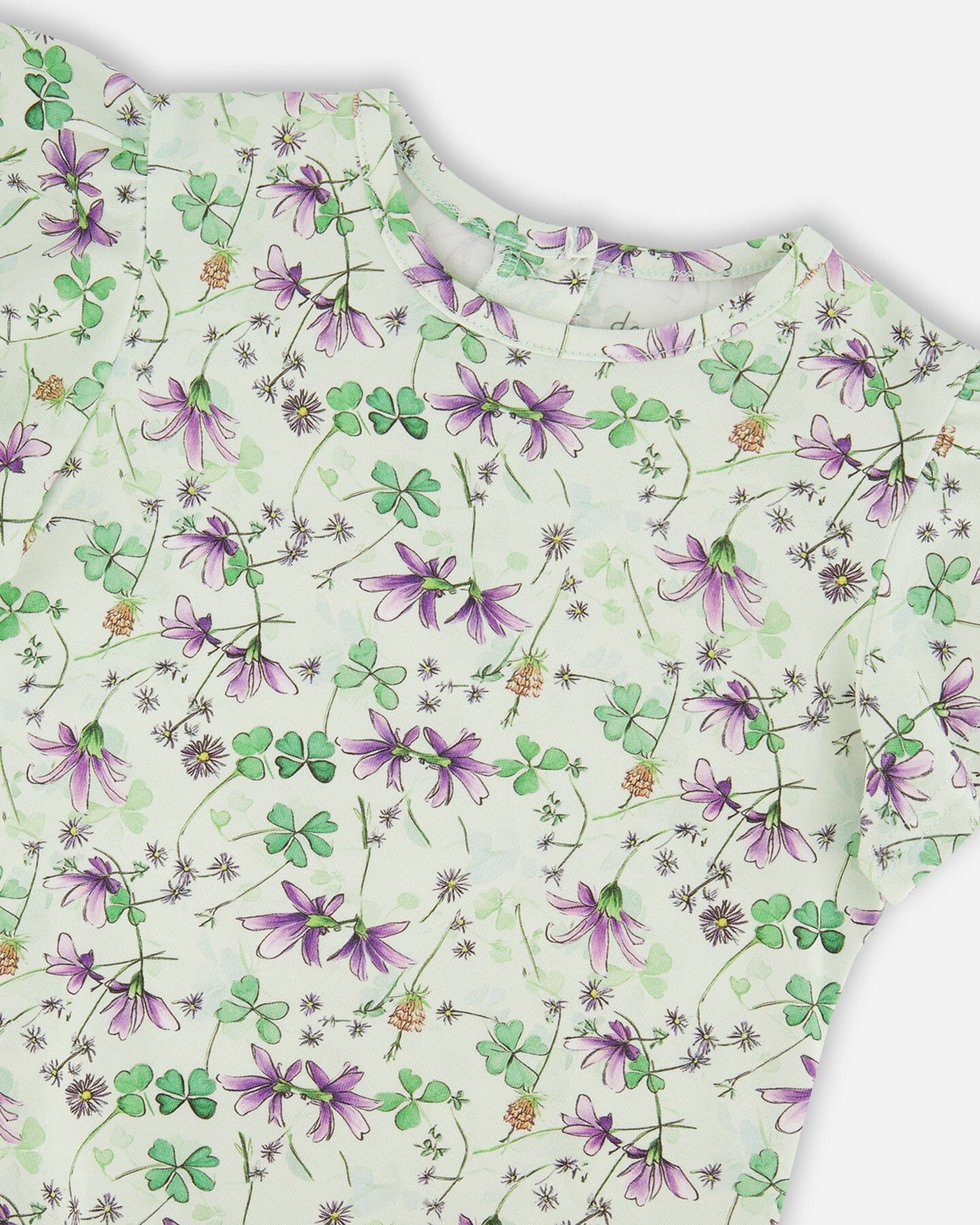 Jersey T-Shirt Green Printed Flowers : T-shirt en jersey vert imprimé fleurs