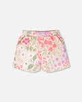 French Terry Shorts Pink Printed Flowers : Short en molleton rose à imprimé floral