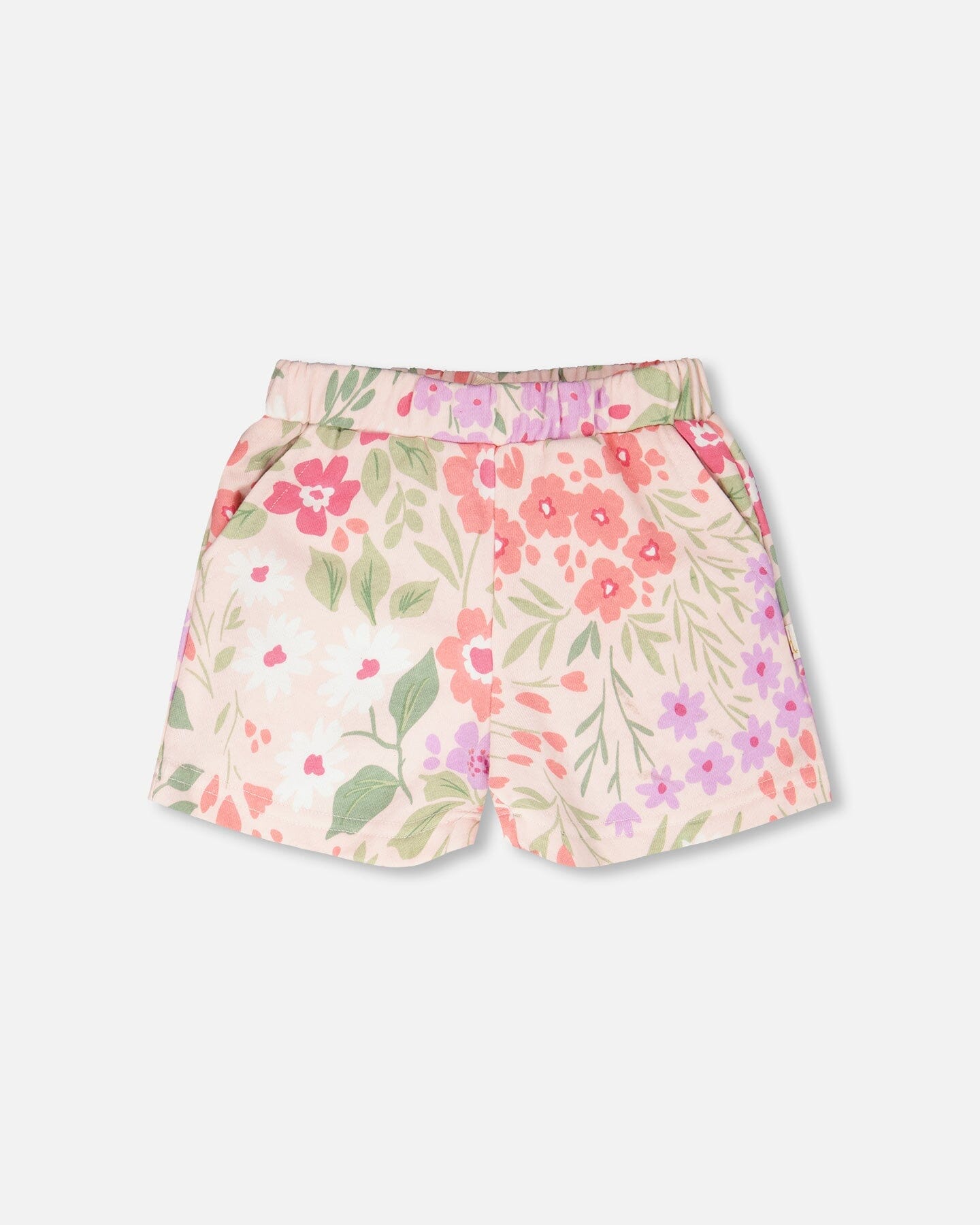French Terry Shorts Pink Printed Flowers : Short en molleton rose à imprimé floral