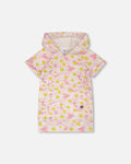 French Terry Hooded Dress Pink Printed Daisies : Robe à capuche en molleton français rose avec imprimé de marguerites