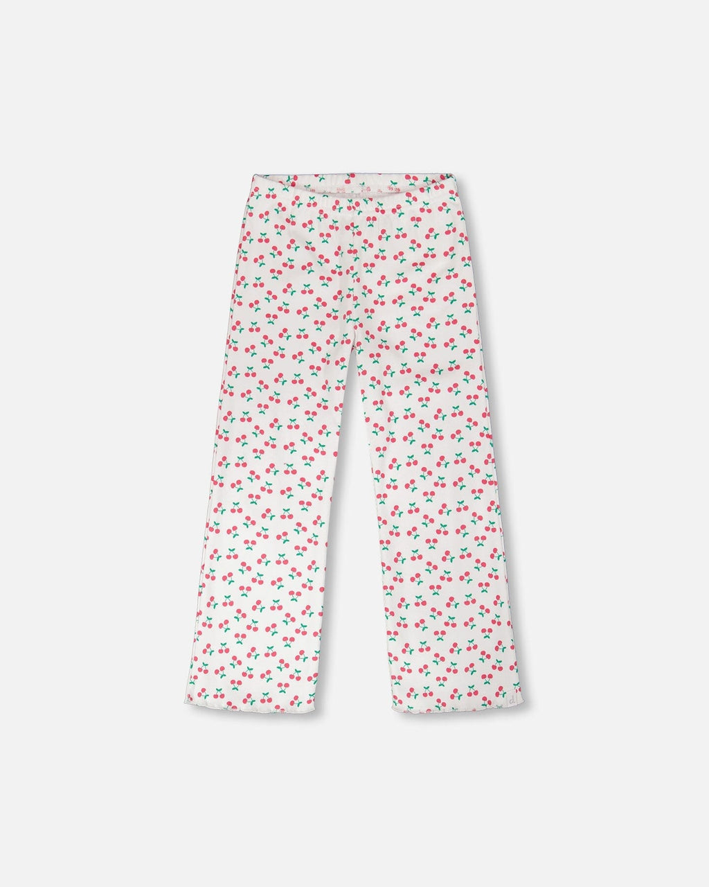 Rib Flare Leg Leggings White Printed Cherries : Leggings à jambes évasées en côte blancs imprimés Cerise