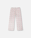 Rib Flare Leg Leggings White Printed Cherries : Leggings à jambes évasées en côte blancs imprimés Cerise