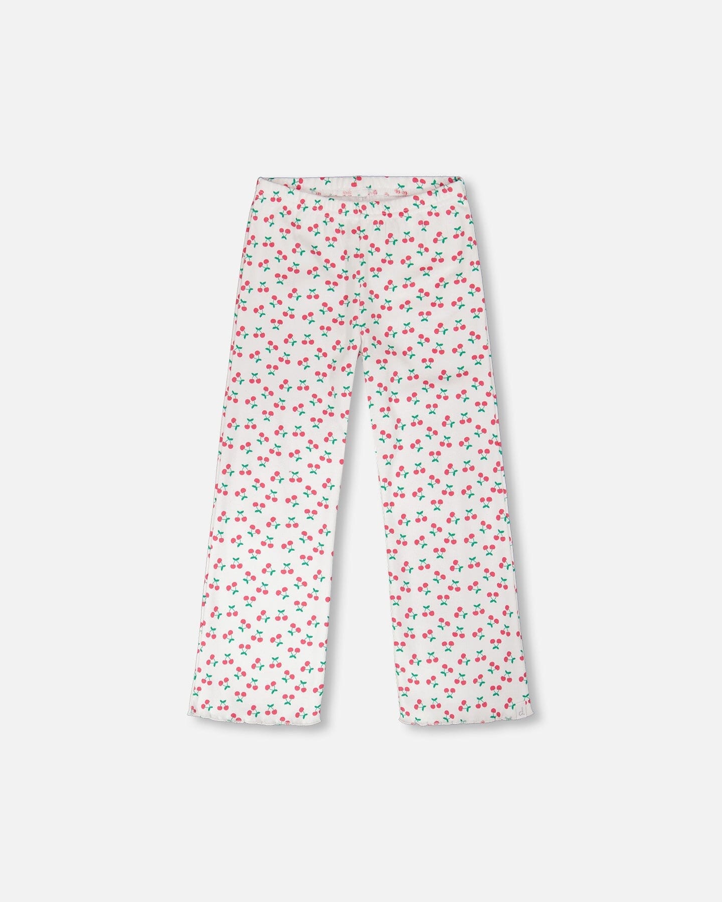 Rib Flare Leg Leggings White Printed Cherries : Leggings à jambes évasées en côte blancs imprimés Cerise
