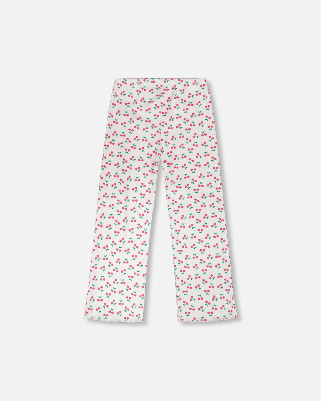 Rib Flare Leg Leggings White Printed Cherries : Leggings à jambes évasées en côte blancs imprimés Cerise