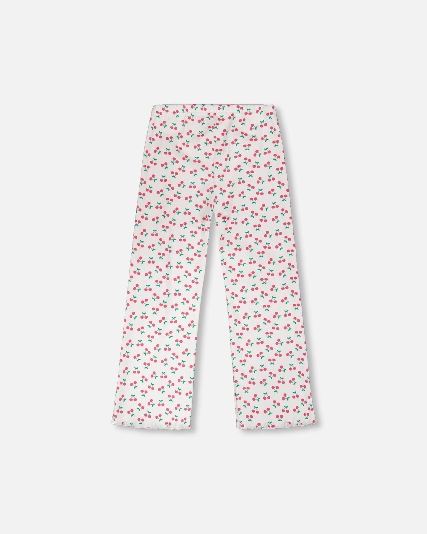 Rib Flare Leg Leggings White Printed Cherries : Leggings à jambes évasées en côte blancs imprimés Cerise