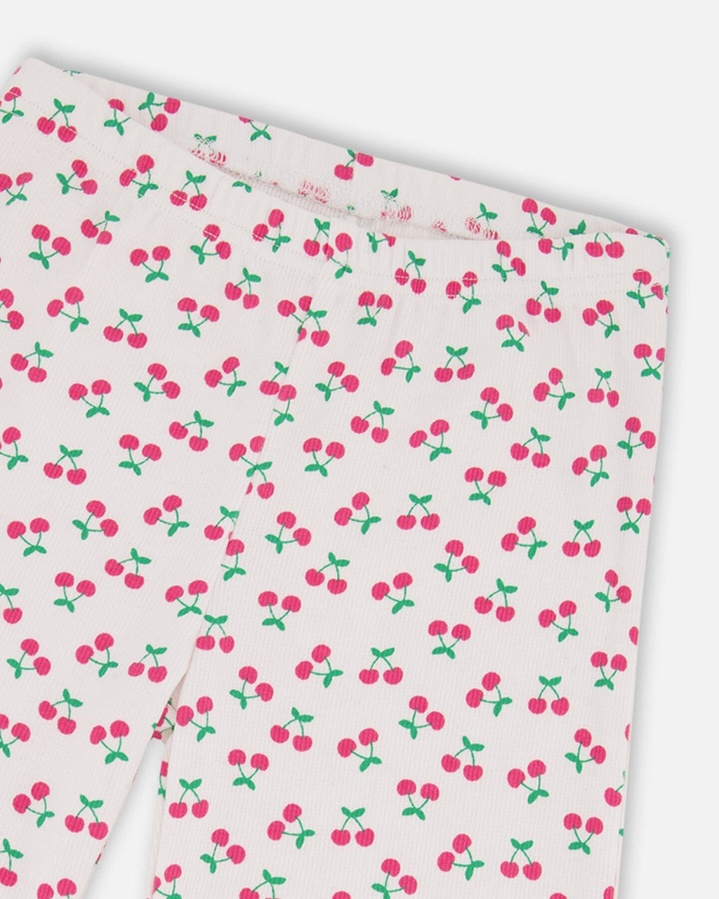 Rib Flare Leg Leggings White Printed Cherries : Leggings à jambes évasées en côte blancs imprimés Cerise
