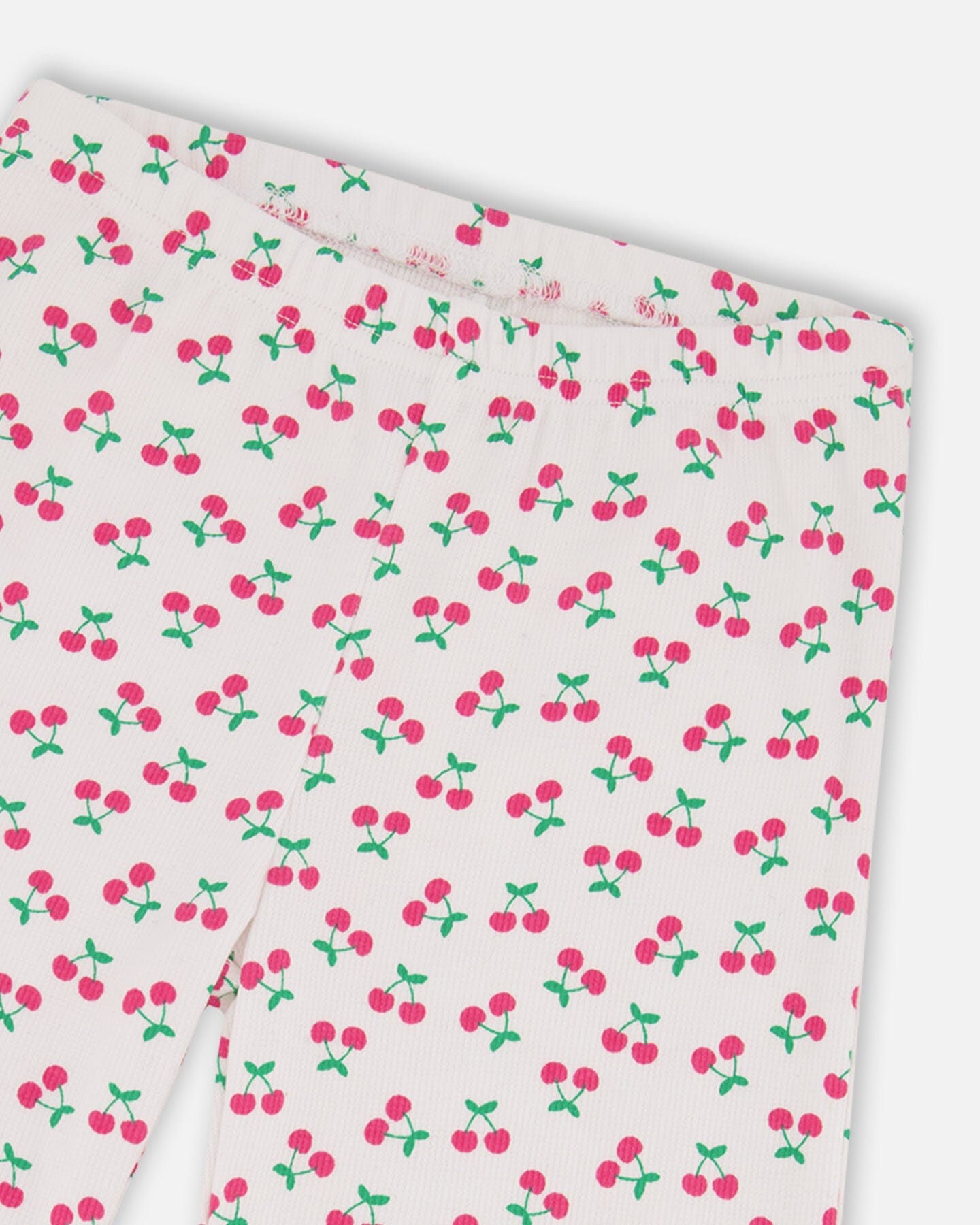 Rib Flare Leg Leggings White Printed Cherries : Leggings à jambes évasées en côte blancs imprimés Cerise