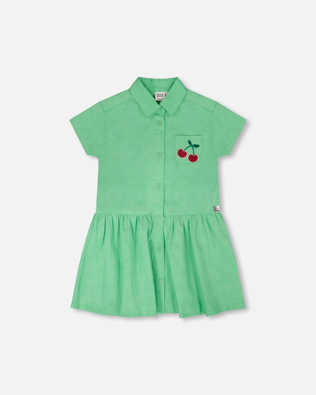 Cotton Shirt Dress With Embroidery Green : Robe chemise en coton avec broderie verte