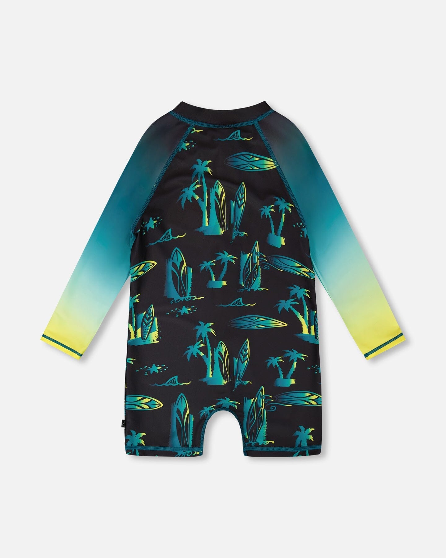 One-Piece Long Sleeve Rashguard Black Surf Print Maillot de bain anti-UV une pièce à manches longues, imprimé surf noir