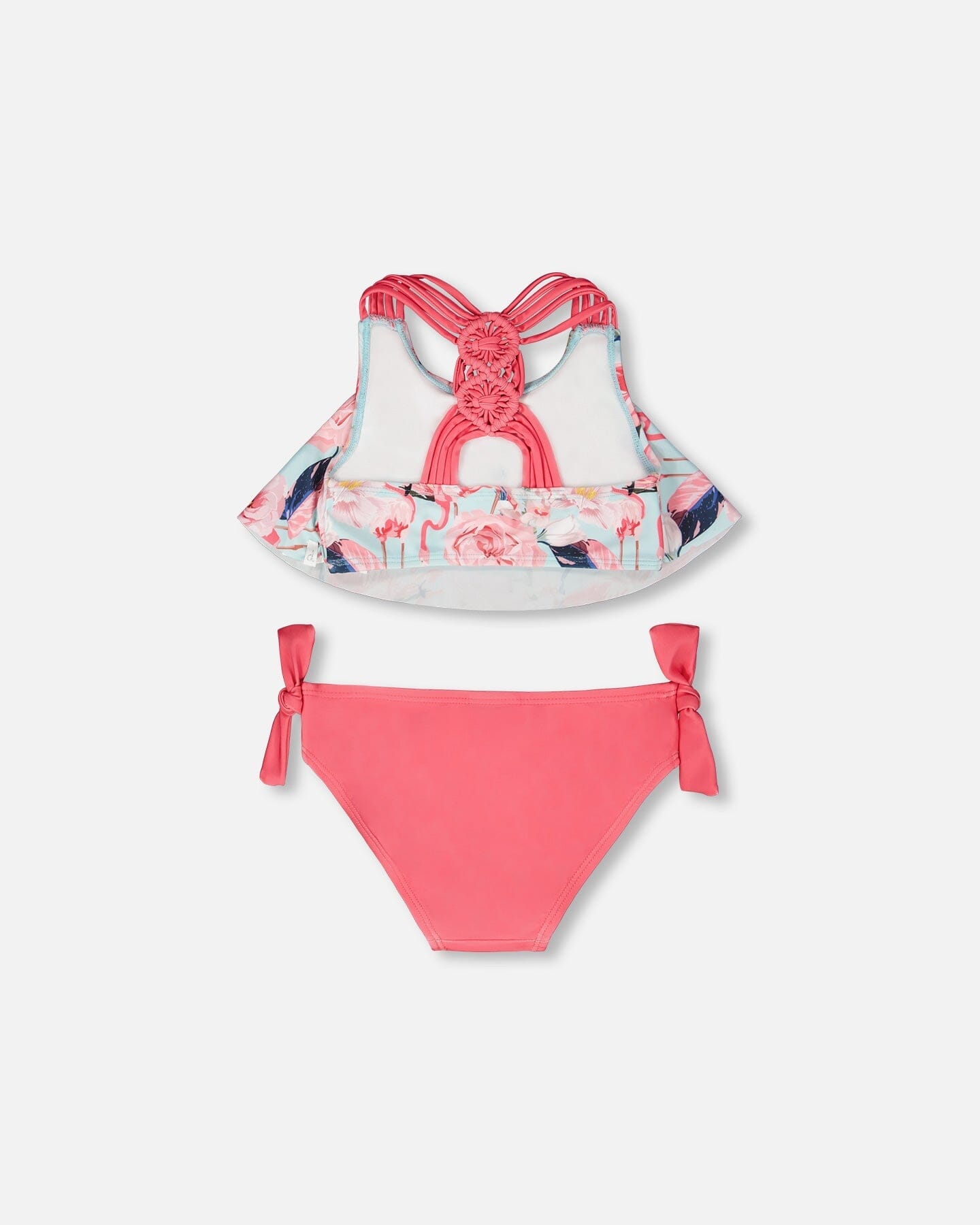 Two-Piece Swimsuit Blue Flamingo Print : Maillot de bain deux pièces imprimé flamant rose bleu