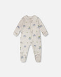 Organic Cotton Baby One-Piece Pyjama Grey Elephant Print : Pyjama une pièce bébé en coton bio, imprimé éléphant gris