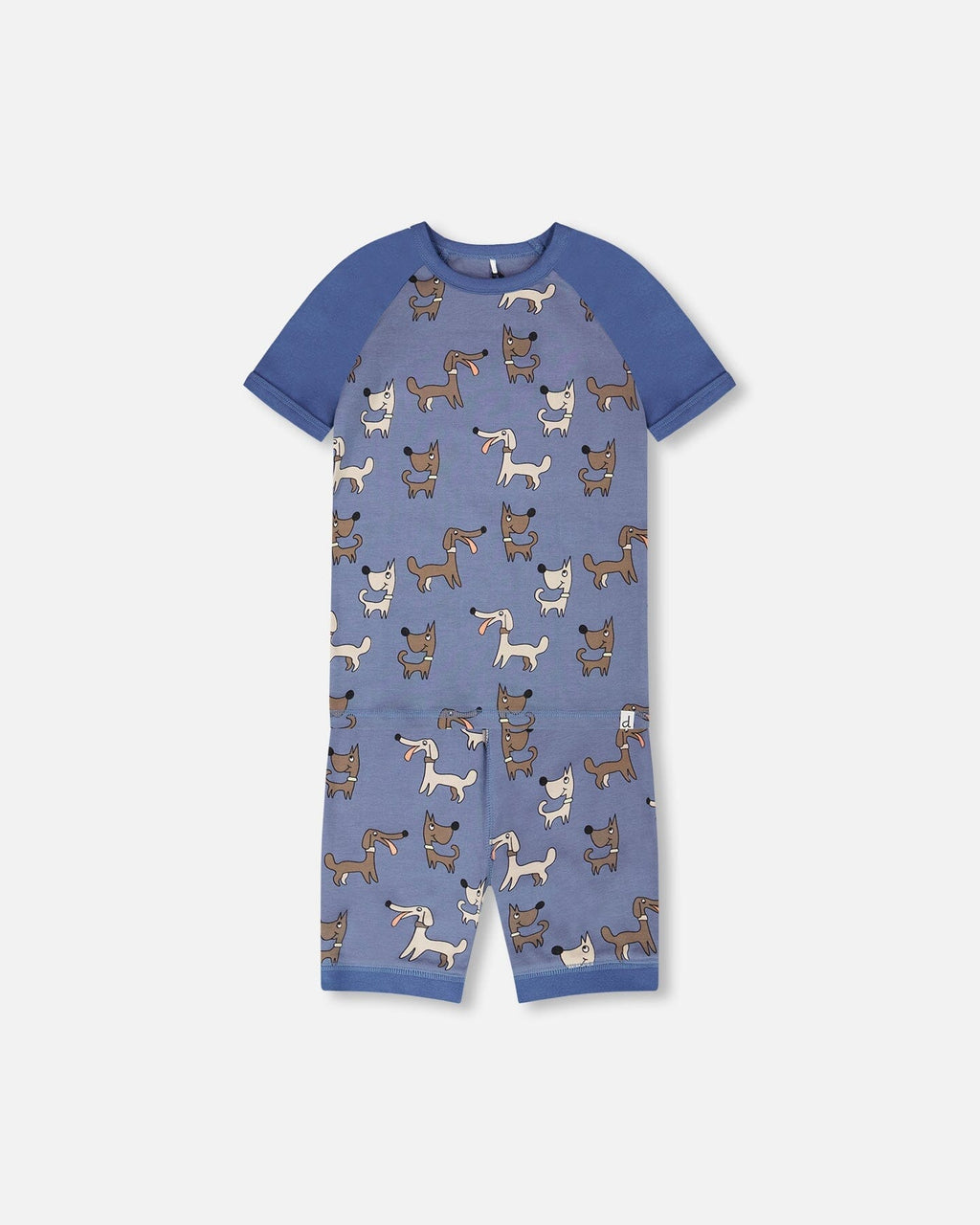 Organic Cotton Two-Piece Pyjama Set Blue Dog Print : Ensemble de pyjama deux pièces en coton biologique avec imprimé chien bleu