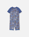 Organic Cotton Two-Piece Pyjama Set Blue Dog Print : Ensemble de pyjama deux pièces en coton biologique avec imprimé chien bleu