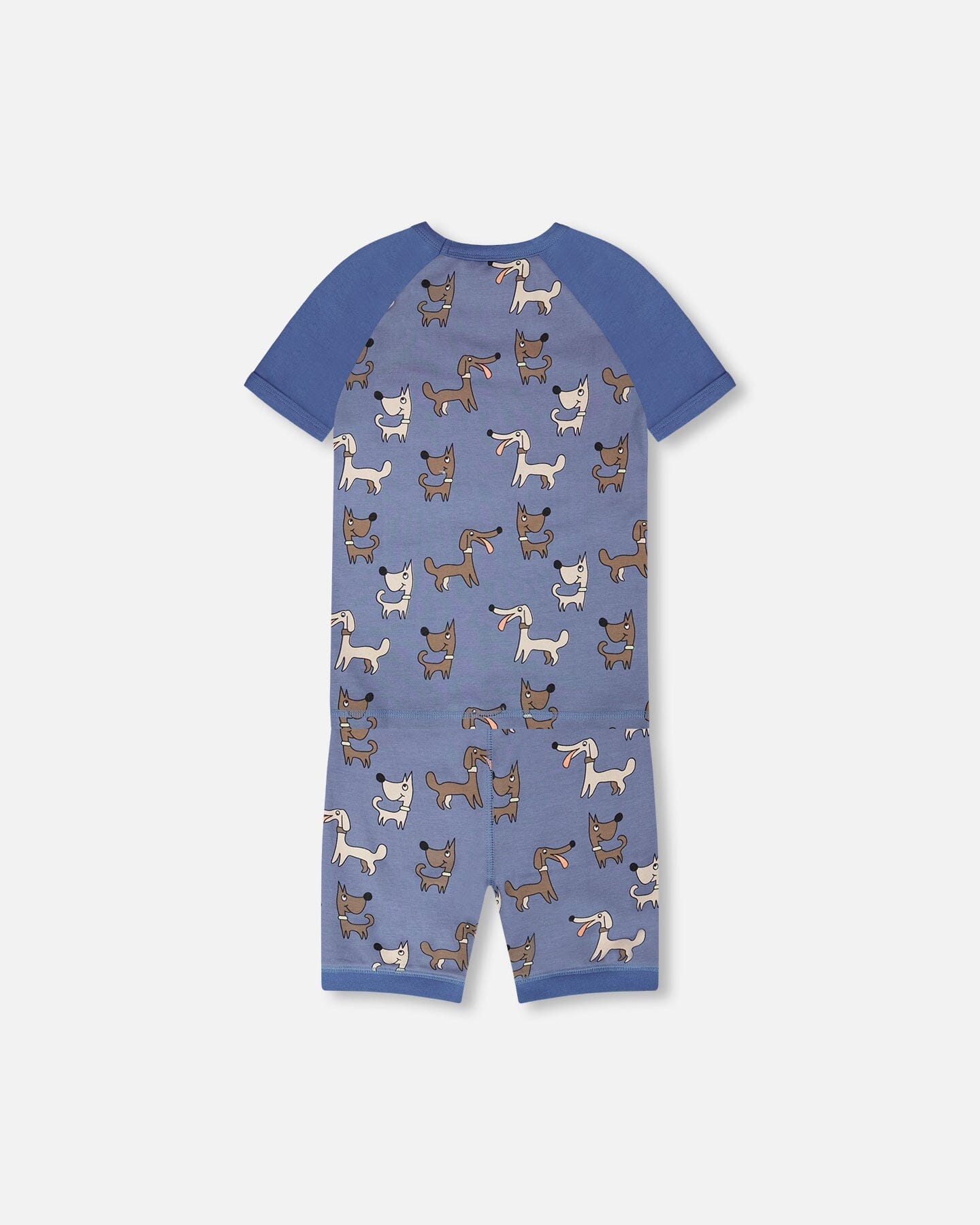 Organic Cotton Two-Piece Pyjama Set Blue Dog Print : Ensemble de pyjama deux pièces en coton biologique avec imprimé chien bleu