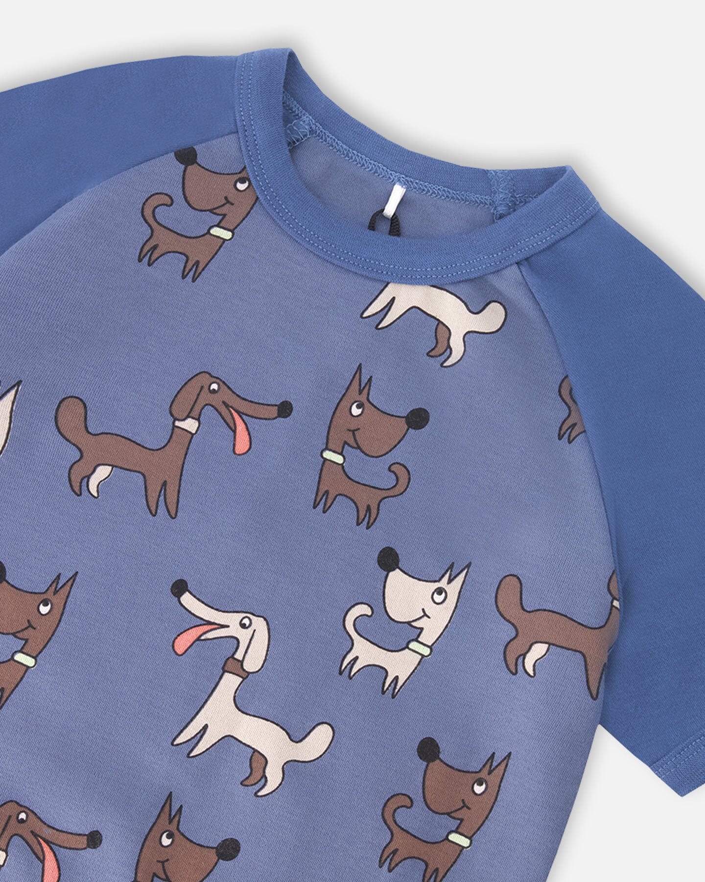 Organic Cotton Two-Piece Pyjama Set Blue Dog Print : Ensemble de pyjama deux pièces en coton biologique avec imprimé chien bleu