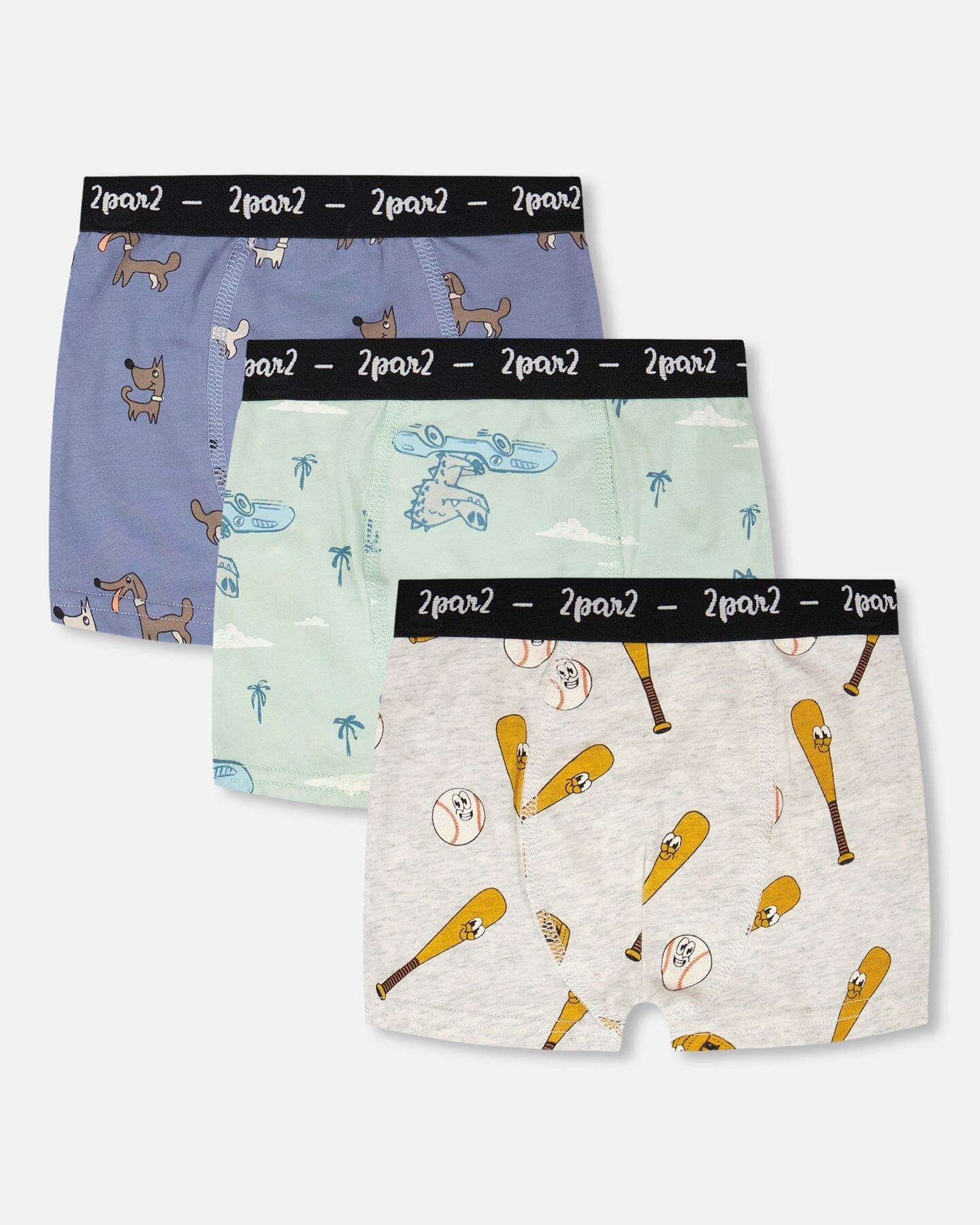 Organic Cotton Printed Boxers Pack Of 3 : Lot de 3 boxers imprimés en coton bio