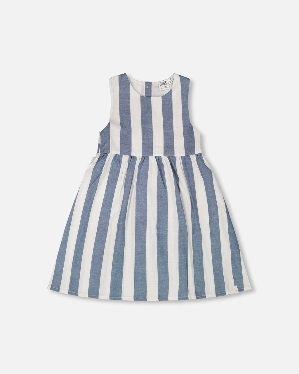 Sleeveless Dress White And Blue Stripes : Robe sans manches blanche et à rayures bleues
