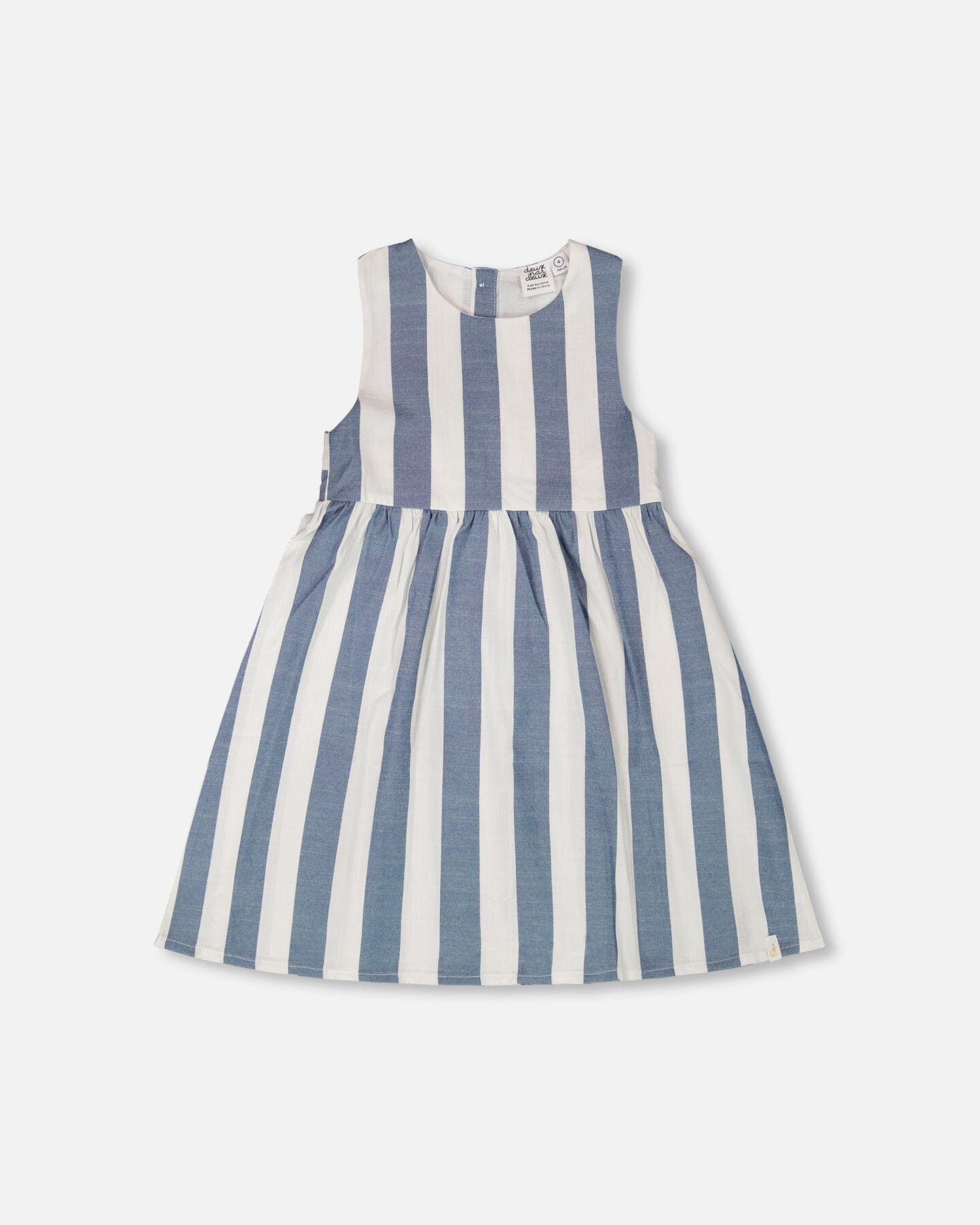 Sleeveless Dress White And Blue Stripes : Robe sans manches blanche et à rayures bleues